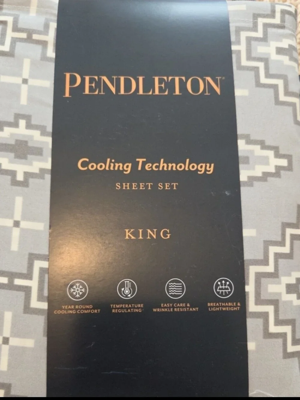 Pendleton Cooling Technology King Sheet Set In Grey Aztec Print